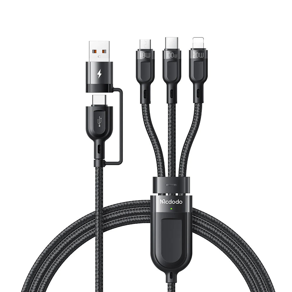 Mcdodo CA-880 Multifunction Data Cable – 2 in 1 PD USB-C / USB-A / Lightning / 1.2 Meters / Black