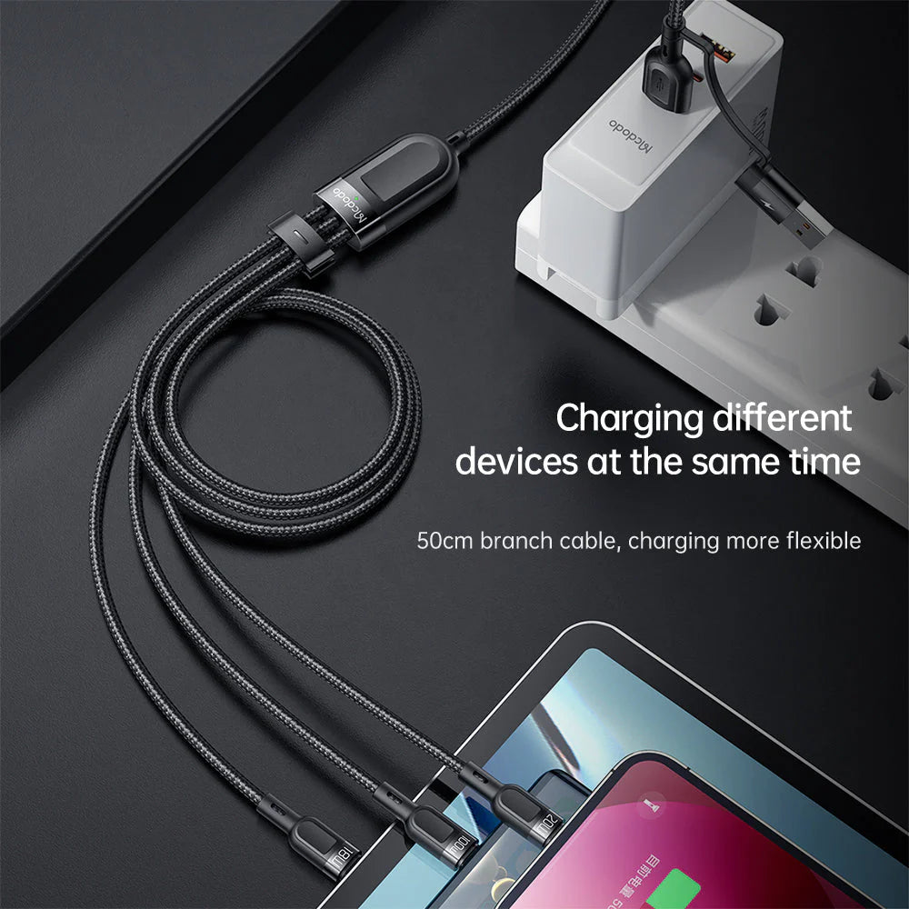 Mcdodo CA-880 Multifunction Data Cable – 2 in 1 PD USB-C / USB-A / Lightning / 1.2 Meters / Black