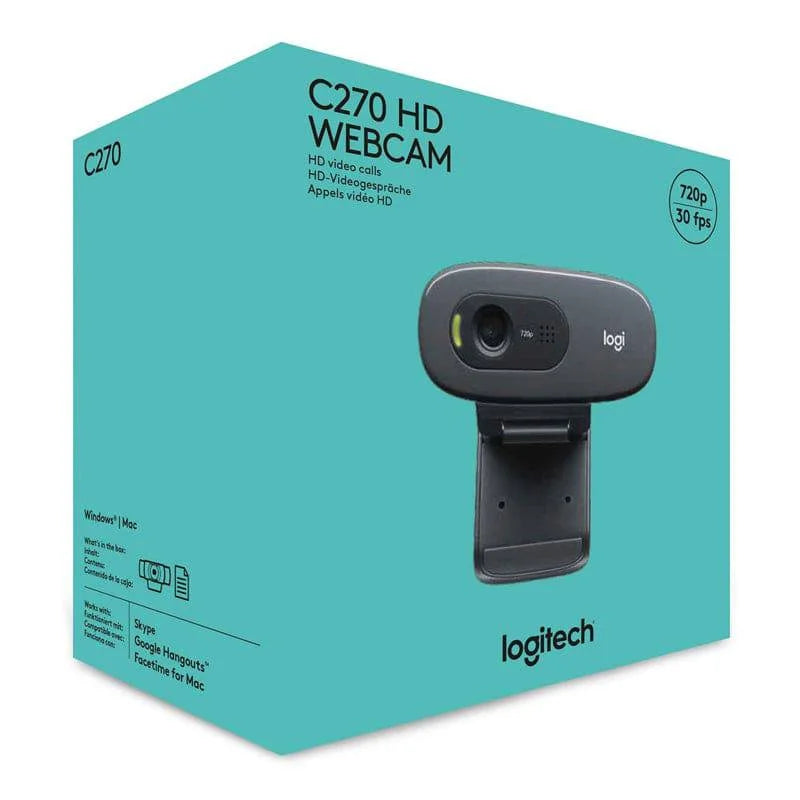 Logitech C270 HD Webcam – 720p / USB 2.0 / Wired / Black