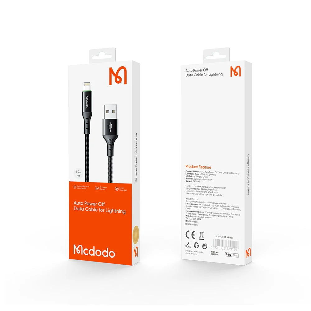 Mcdodo CA-741 Nest Series Auto Power Off Lightning Cable – 1.2m
