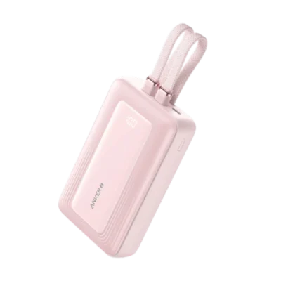 Anker Zolo Power Bank (20K, 30W, Built-In USB-C and Lightning Cable) – Pink