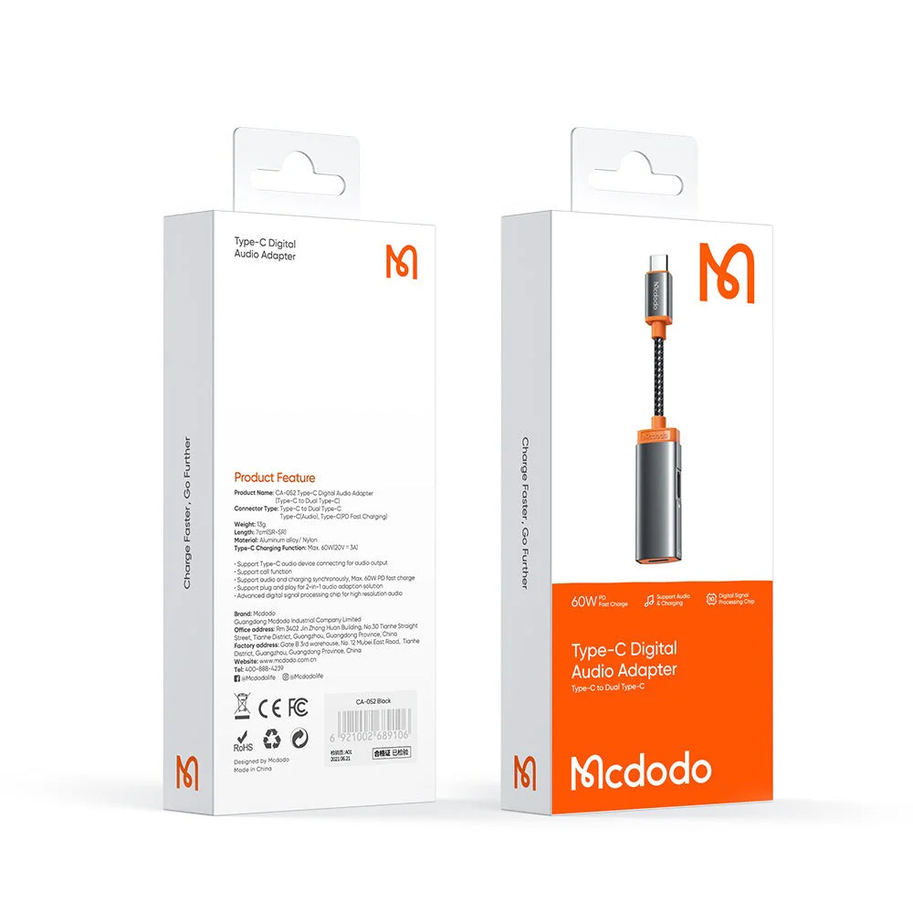 Mcdodo CA-052 Type-C to Dual Type-C Converter Oryx Series