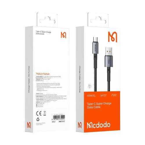 Mcdodo CA-3590 USB- A to USB-C Cable 100W 1.2m – Black