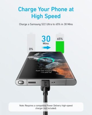Anker 322 USB-C to USB-C Cable Braided (1.8m/6ft) – Black