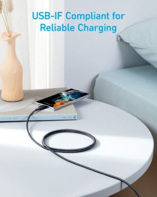 Anker 322 USB-C to USB-C Cable Braided (0.9m/3ft) – Black
