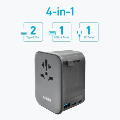Anker Nano Travel Adapter (4-in-1, 65W) – Black