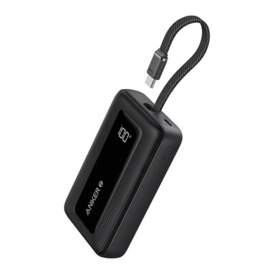 Anker Zolo Power Bank (20K, 30W, Built-In USB-C Cable) – Black