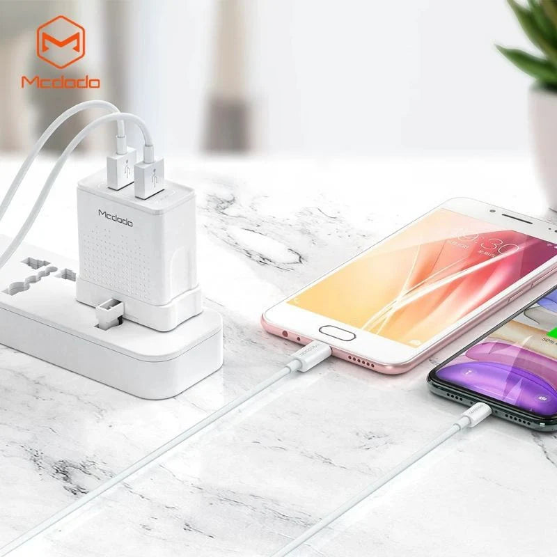 Mcdodo CH-572 Dual USB Charger (UK) + Micro USB Cable / Travel Set